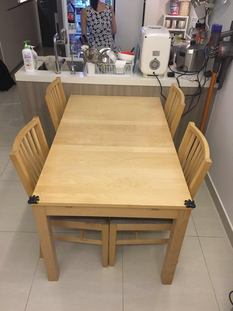 IKEA BJURSTA DINING TABLE AND NORRNAS DINING CHAIR, Furniture & Home