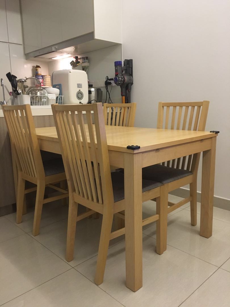 IKEA BJURSTA DINING TABLE AND NORRNAS DINING CHAIR Furniture
