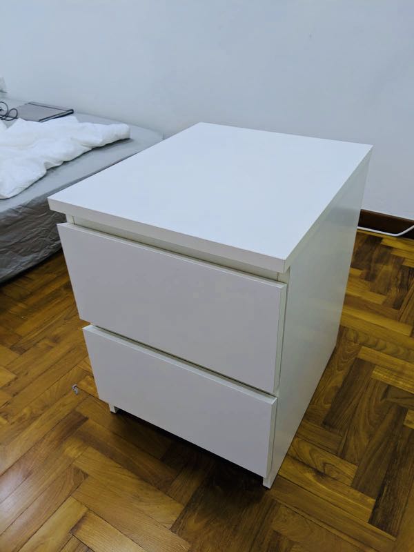 IKEA MALM Bedside Table White, Furniture & Home Living, Furniture
