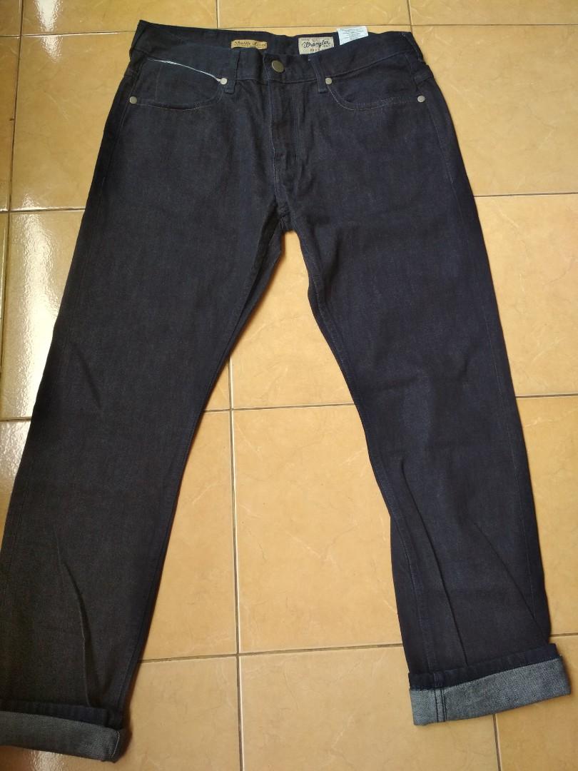 Jeans Wrangler Bostin Selvedge Size 34 Deep Blue Indigo