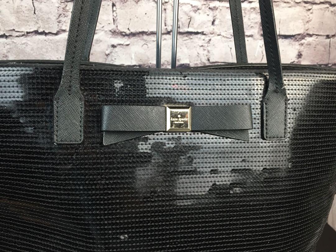 Kate Spade New York Black Sequin Salinas Bow Shopper Tote Handbag Women s Fashion Bags Wallets on Carousell