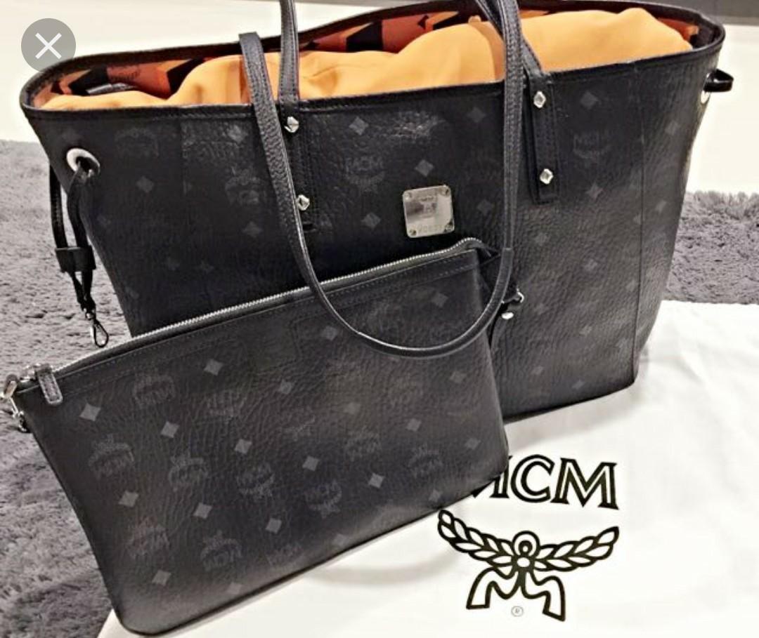 Mcm black on sale reversible tote