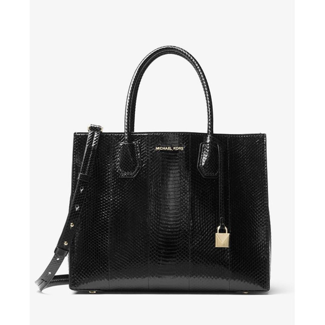 michael kors mercer large snakeskin tote