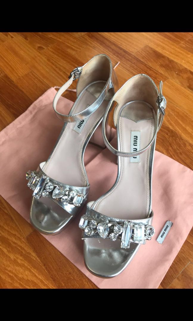 Miu miu silver heels outlet