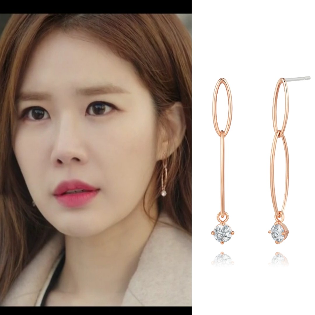 Rose gold double hoops studs Inspired from Korean drama Touch