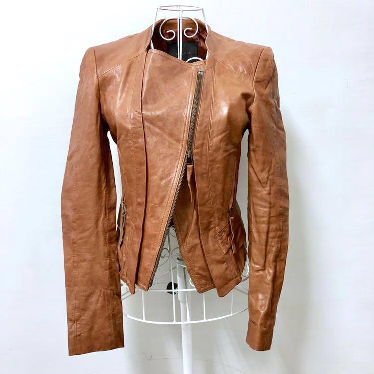 橘棕色女款羊皮外套真皮衣s出清价1000