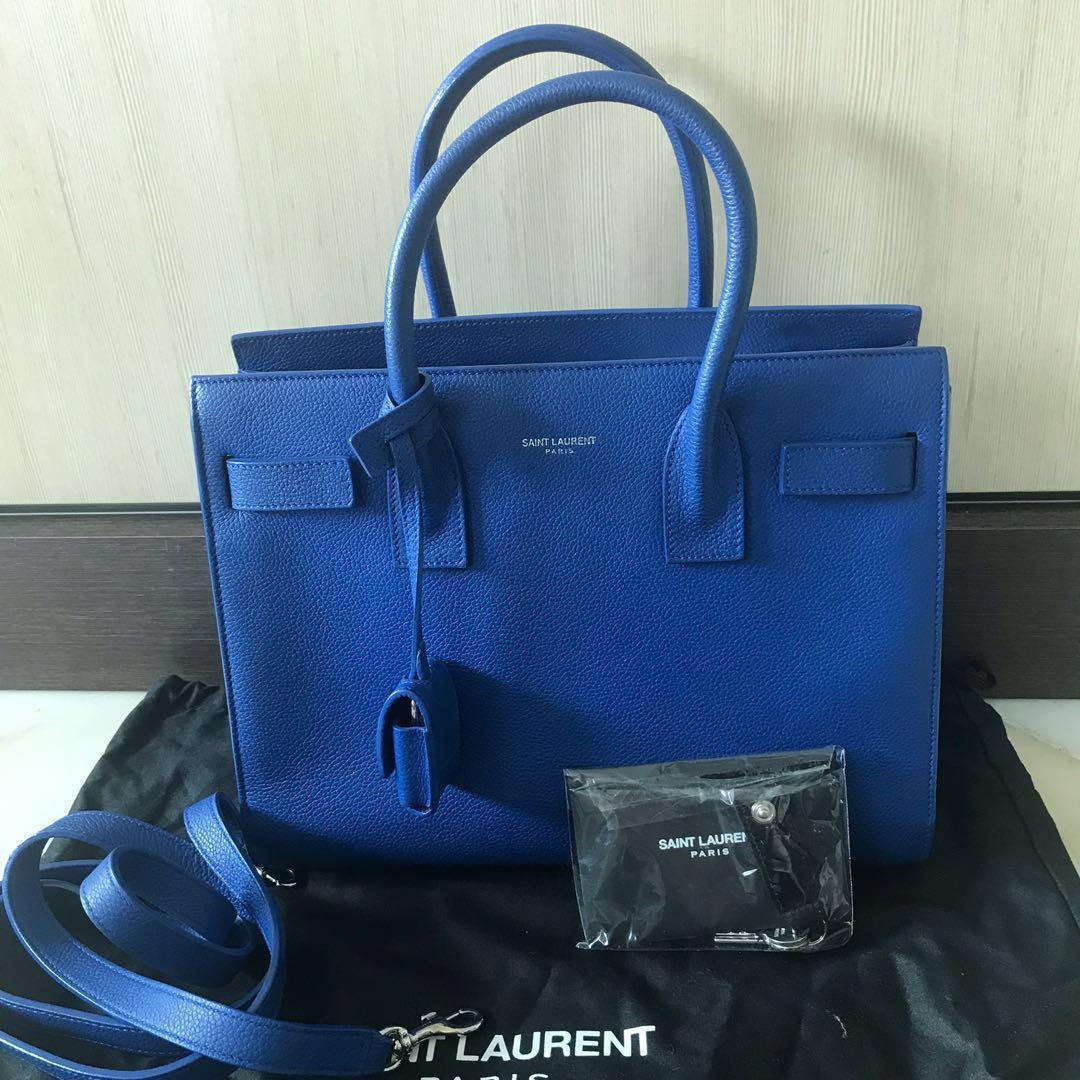 YSL Cabas Monogram Blue BABY SIZE, Luxury, Bags & Wallets on Carousell