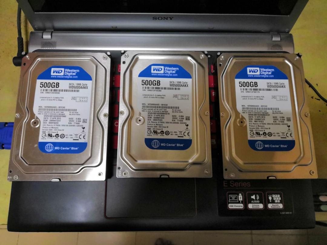 WD Blue 500GB Desktop Hard Disk Drive - 7200 RPM SATA 6 Gb/s 16MB Cache 3.5  Inch - WD5000AAKX