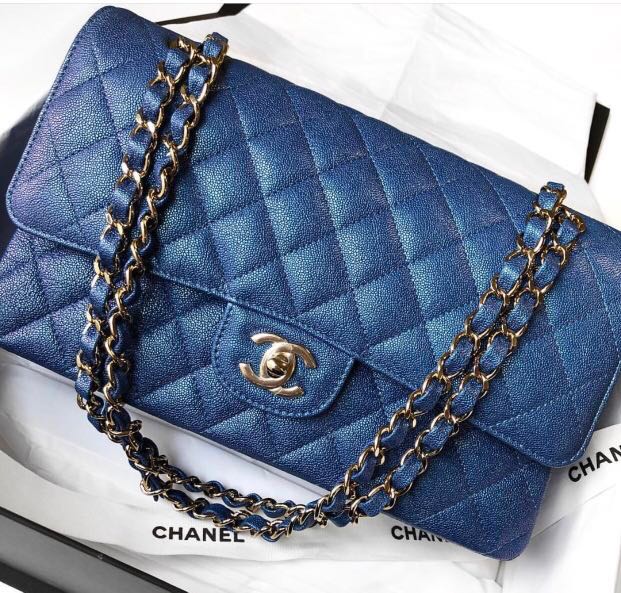 blue chanel backpack caviar