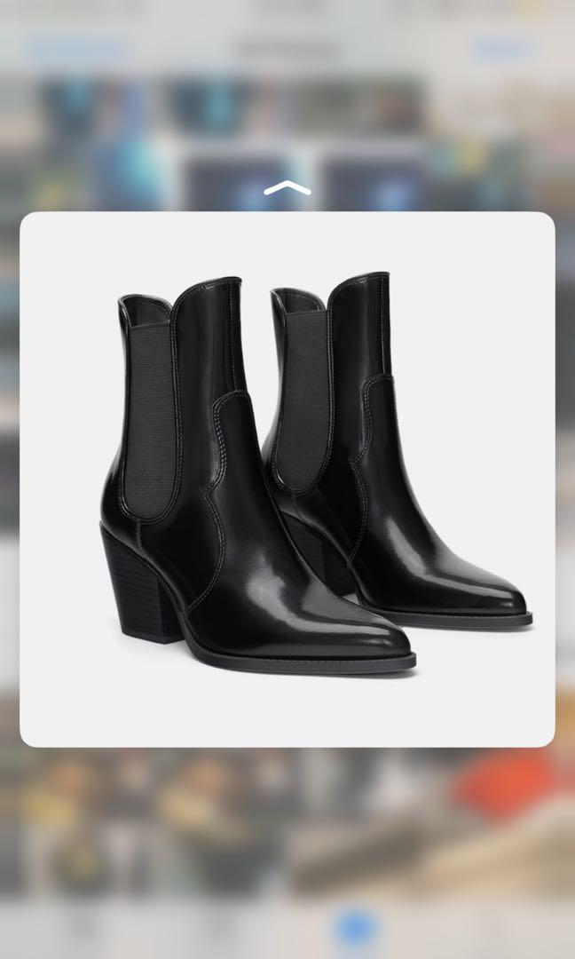 ZARA Basics Black Cowboy Boots, Women's 