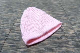 Topi kupluk rajut - baby pink