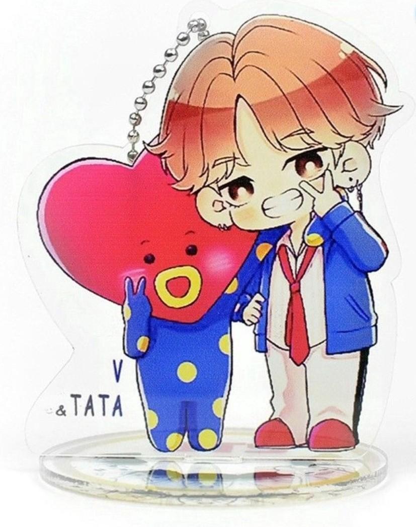 Instock) BTS - V & Tata Keychain & Stand, Hobbies & Toys, Memorabilia &  Collectibles, Fan Merchandise on Carousell