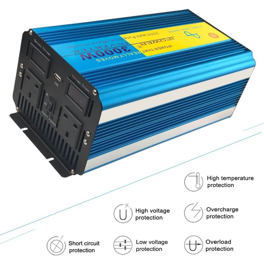 Car Power Inverter, Camping 12V DC to 230V AC convertor with LCD