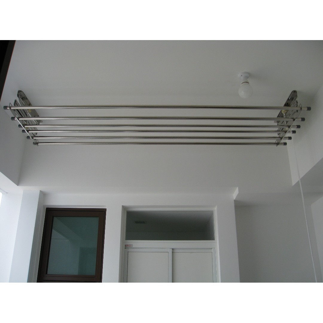 Ceiling Retractable Laundry Clothes Hanger 6 Poles Type