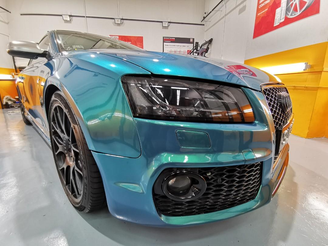 Fireball Ceramic Coating Application On Vinyl Wrap Audi A5