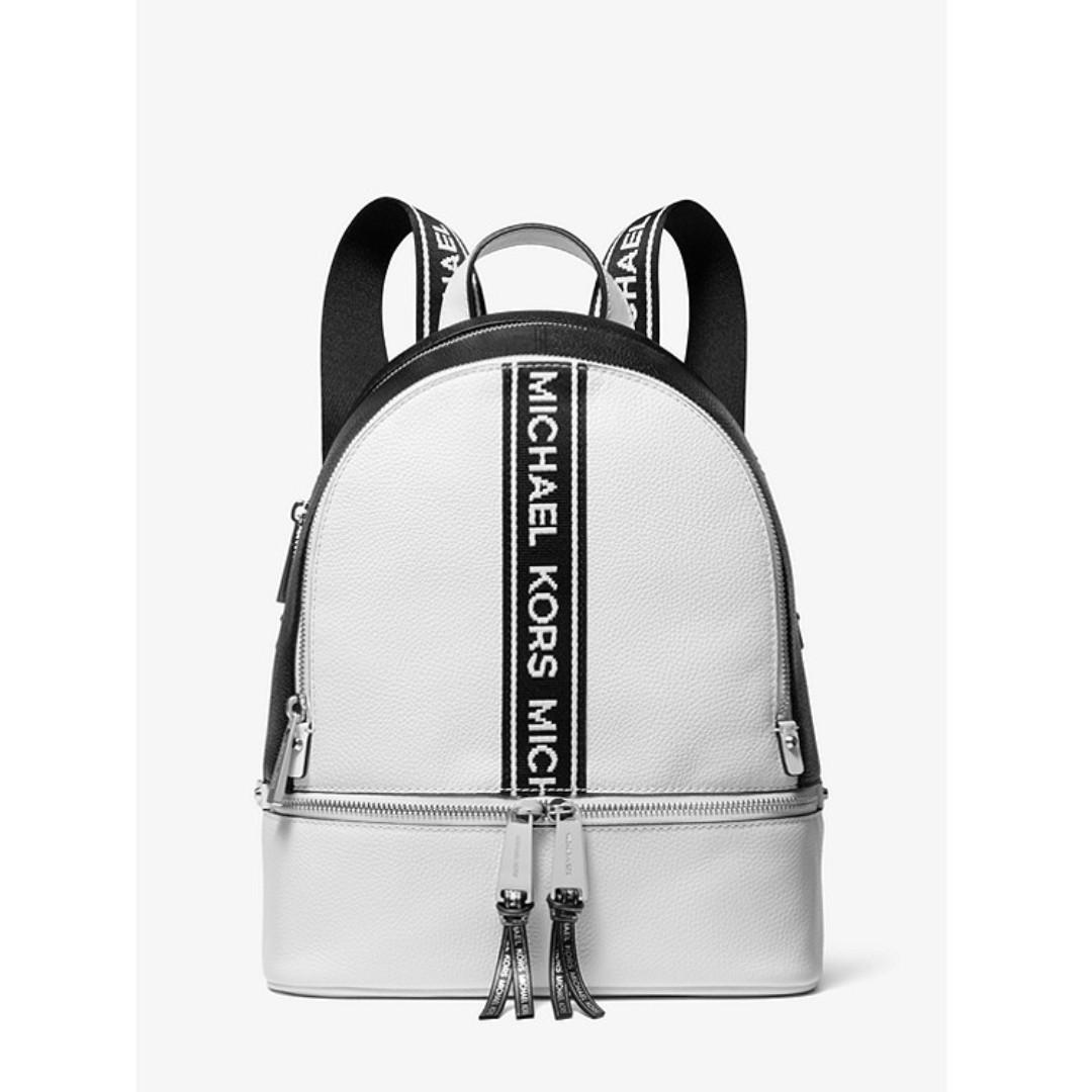 michael kors rhea medium logo tape backpack