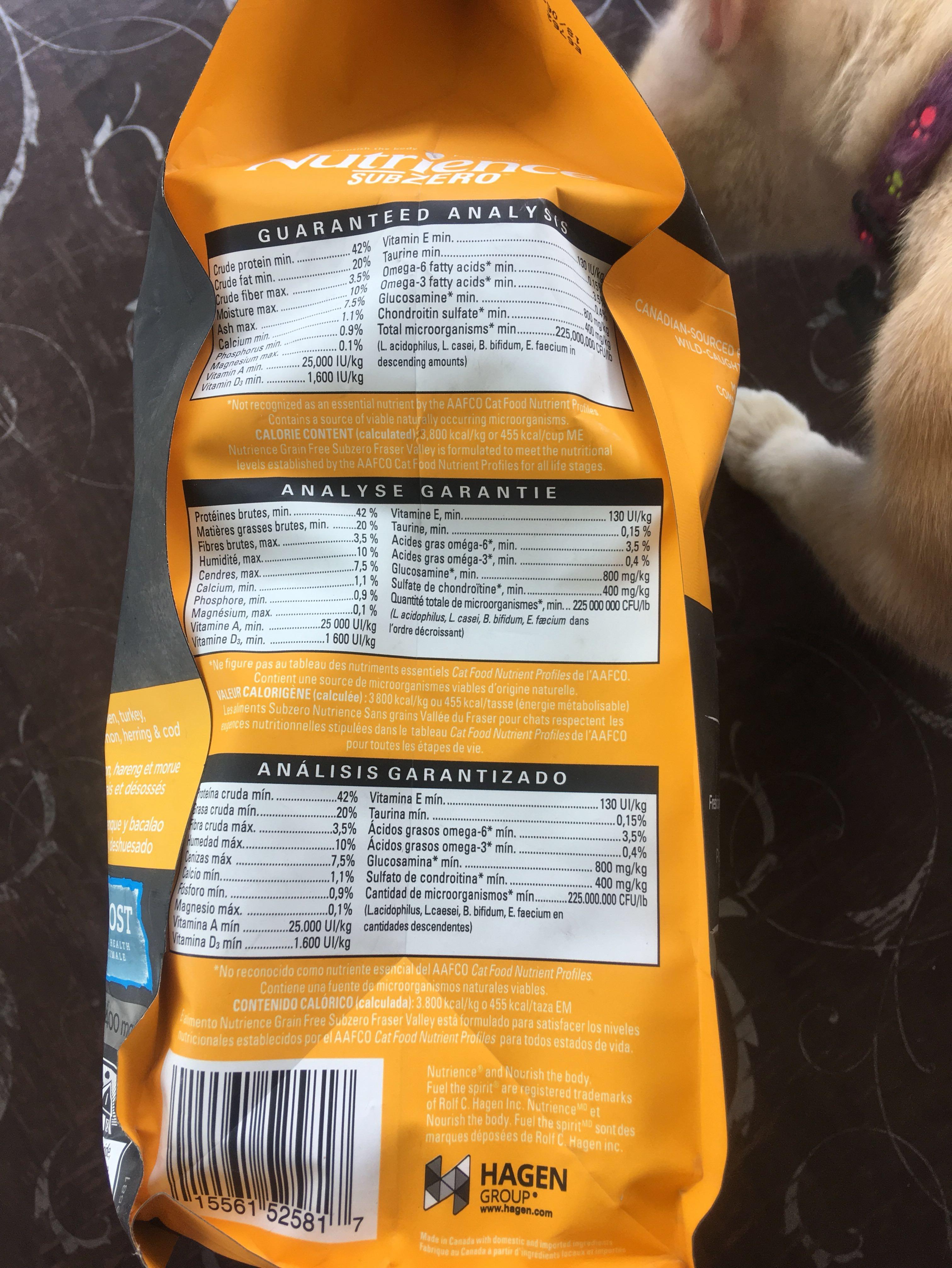 Nutrience sub zero ingredients clearance