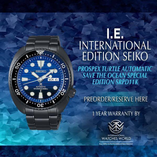 SEIKO INTERNATIONAL EDITION PROSPEX TURTLE AUTOMATIC SAVE THE OCEAN SPECIAL  EDITION PVD BLACK SRPD11K, Mobile Phones & Gadgets, Wearables & Smart  Watches on Carousell