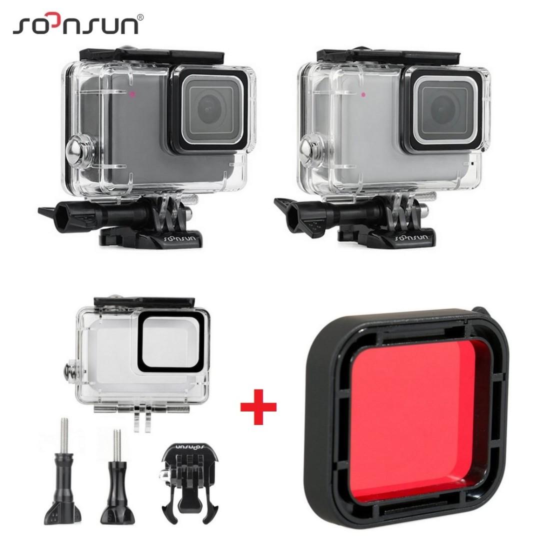 Soonsun 45m Waterproof Underwater Dive Housing Case Cover Red