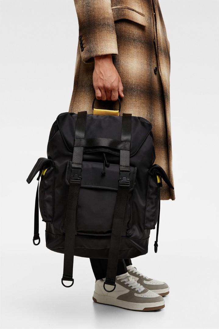 Zara large black multi pocket backpack 