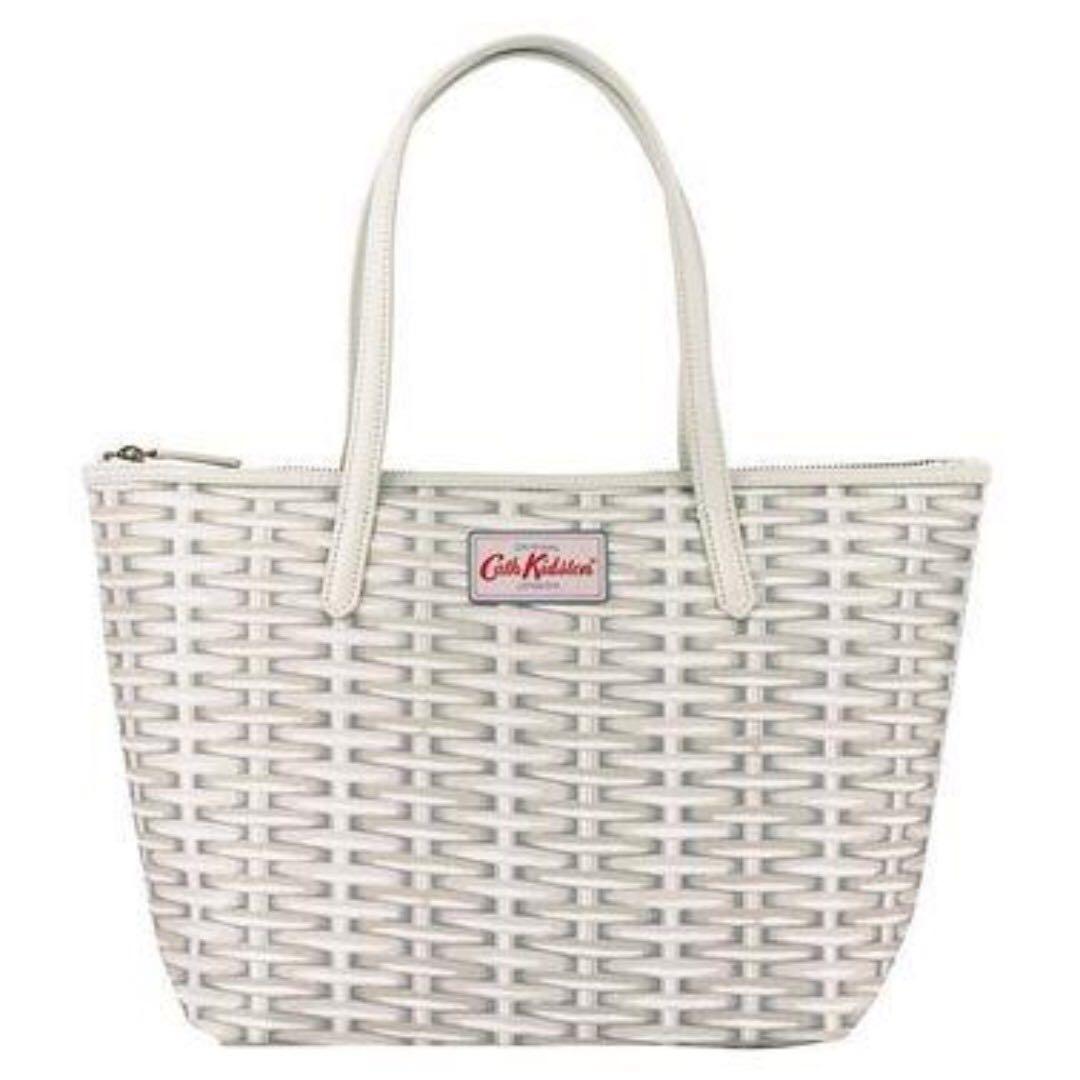 100 Original Cath Kidston White Wicker Small Leather Trim Tote