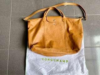 Longchamp ke pliage cuir large brown authentic