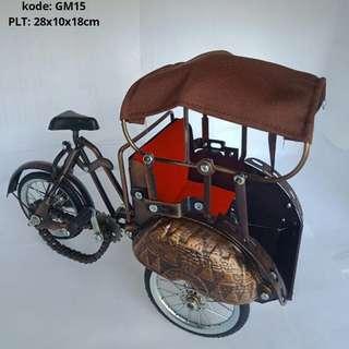 Miniatur ontel dan becak