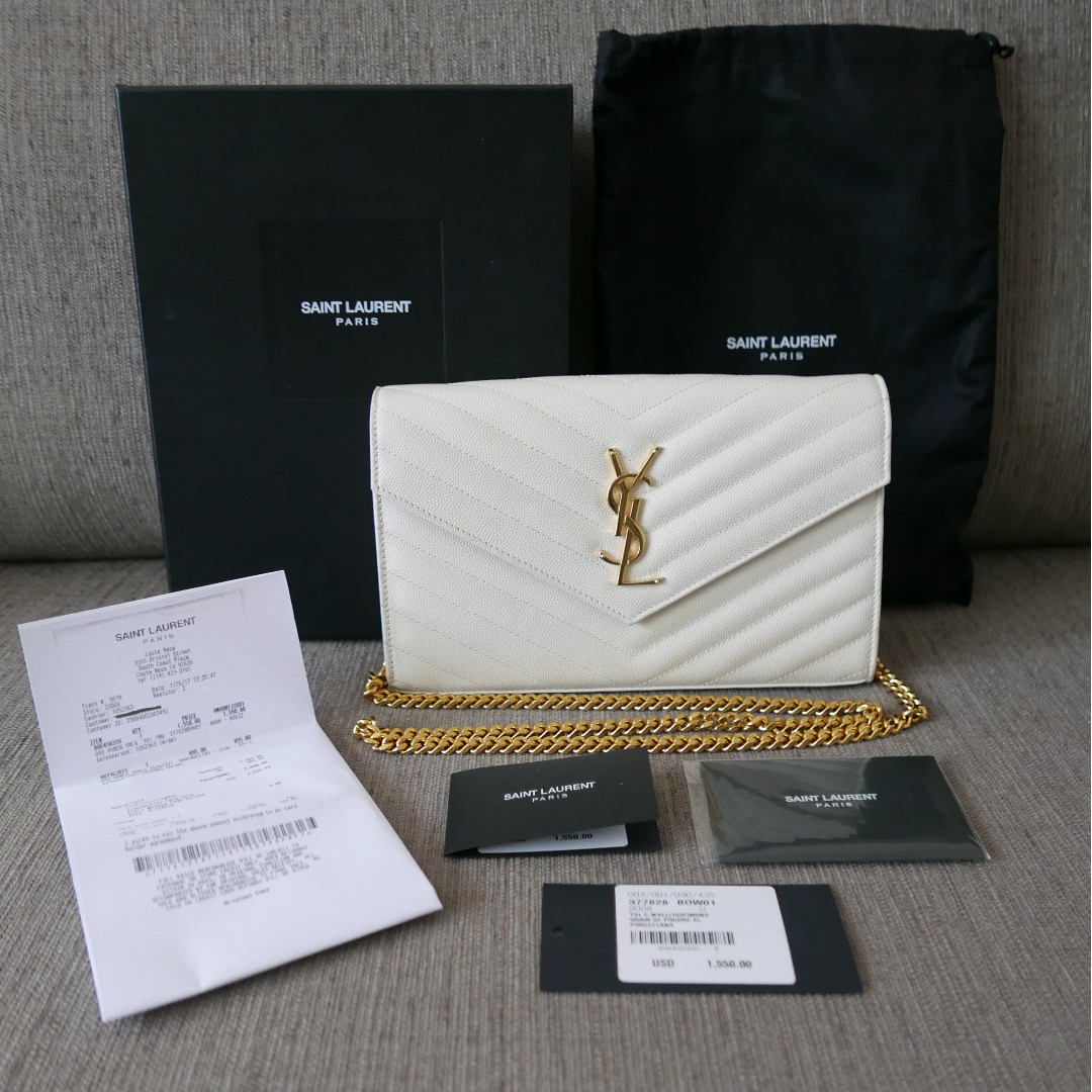 Ysl wallet shop on chain white
