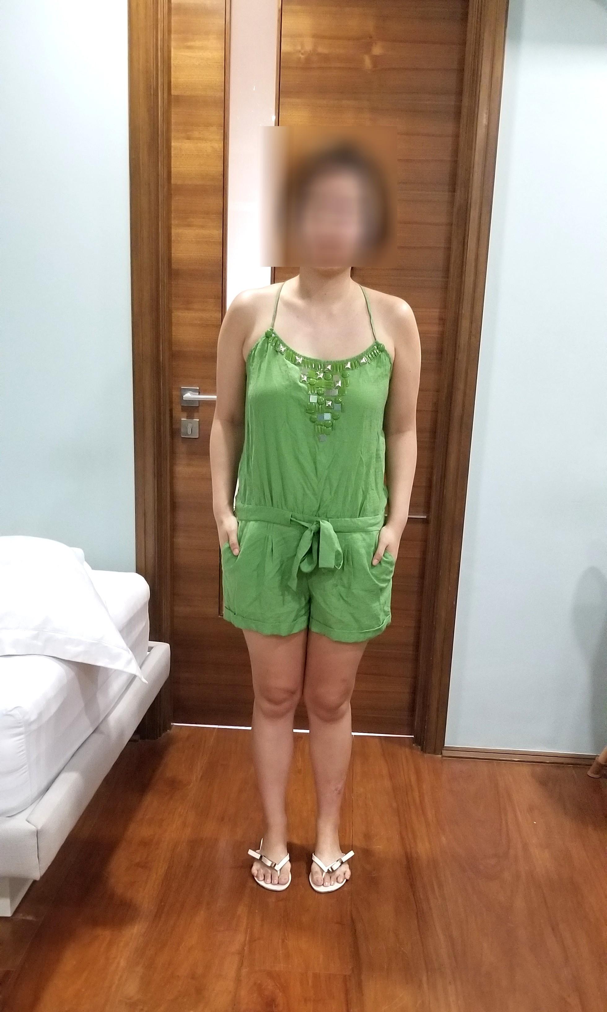 green backless jumpsuit