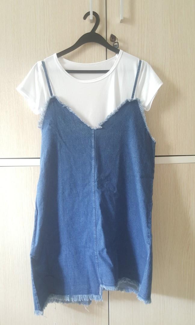 white denim two piece set