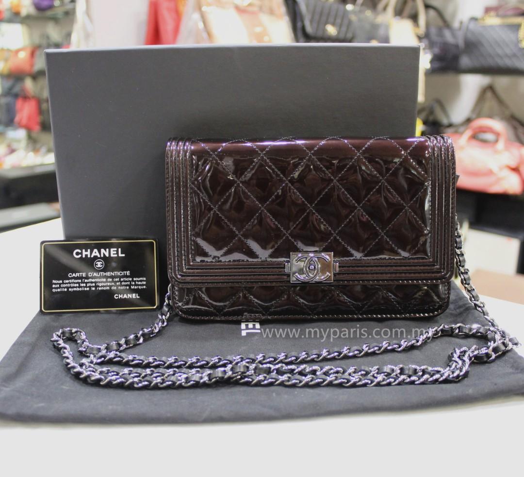 Chanel Leboy Wallet On Chain WOC Patent Leather, Luxury, Bags & Wallets on  Carousell