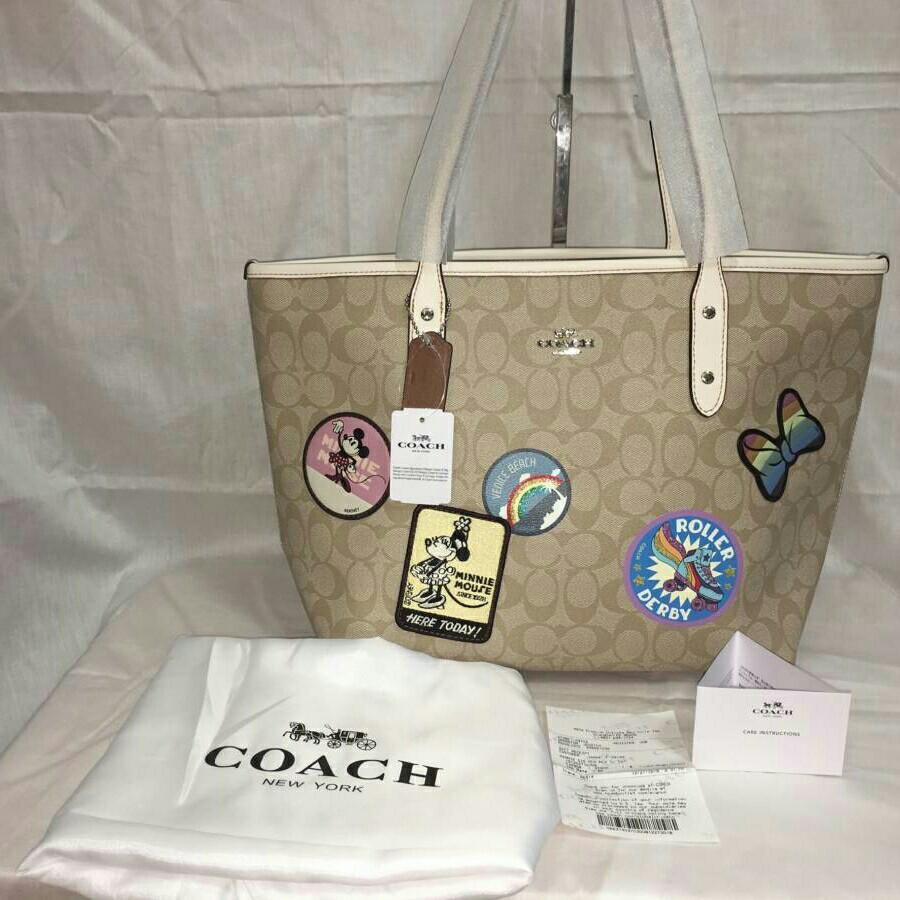 Coach City Zip Tote Bag In Signature Disney Barang Mewah Tas