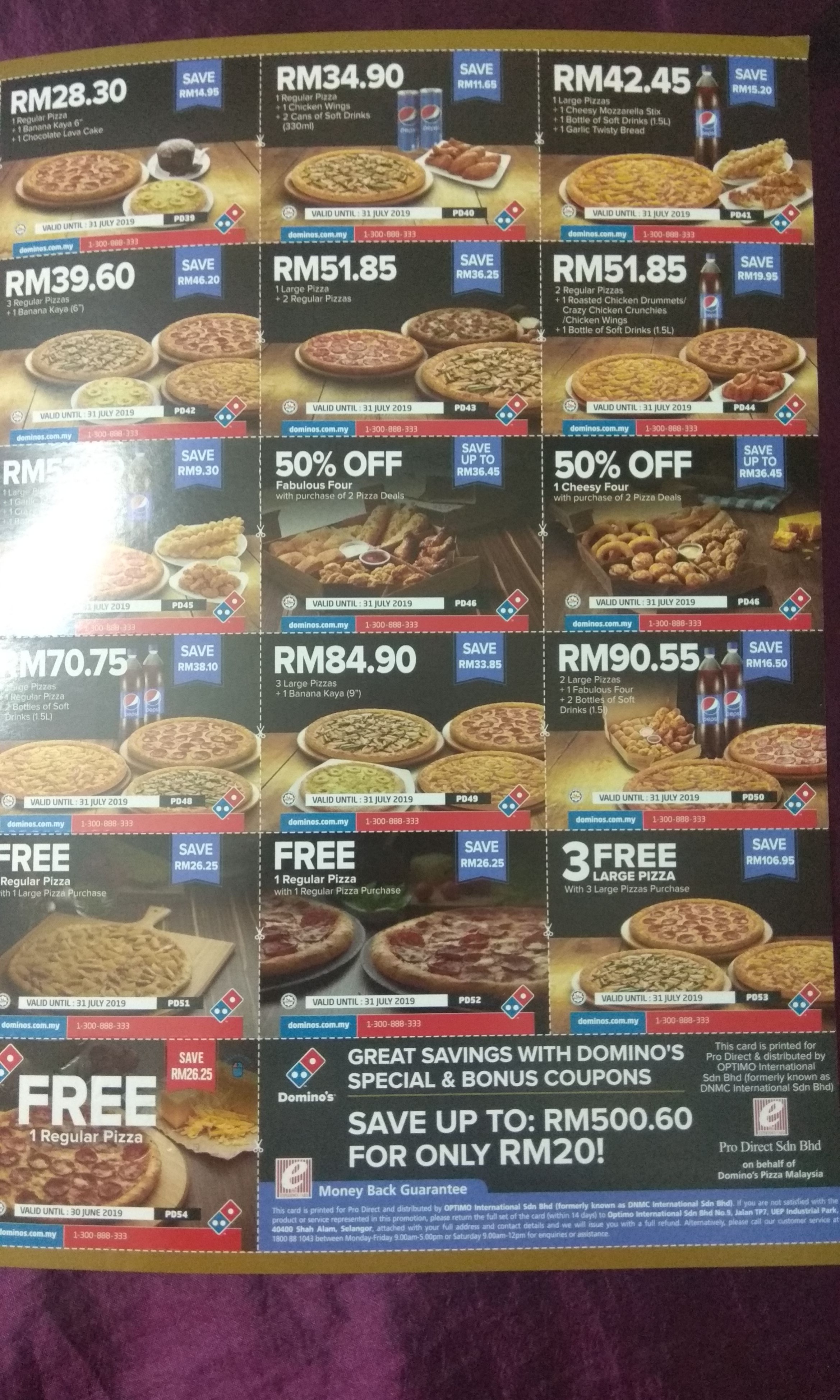 Dominoes Pizza Food Coupon RM20, Food & Drinks, Packaged ...