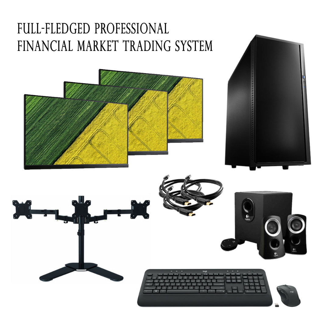 Financial Trading Forex Or Stock And Shares Workstation Triple Monitor Setup - 