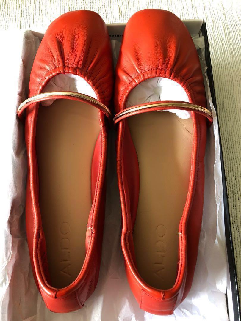 Flats - Aldo Red Leather Shoes (Size EU 