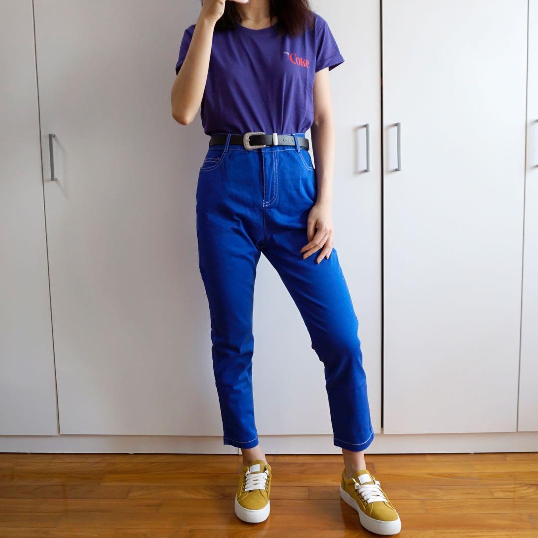 Mom Jeans (Royal Blue), Women's Fashion 