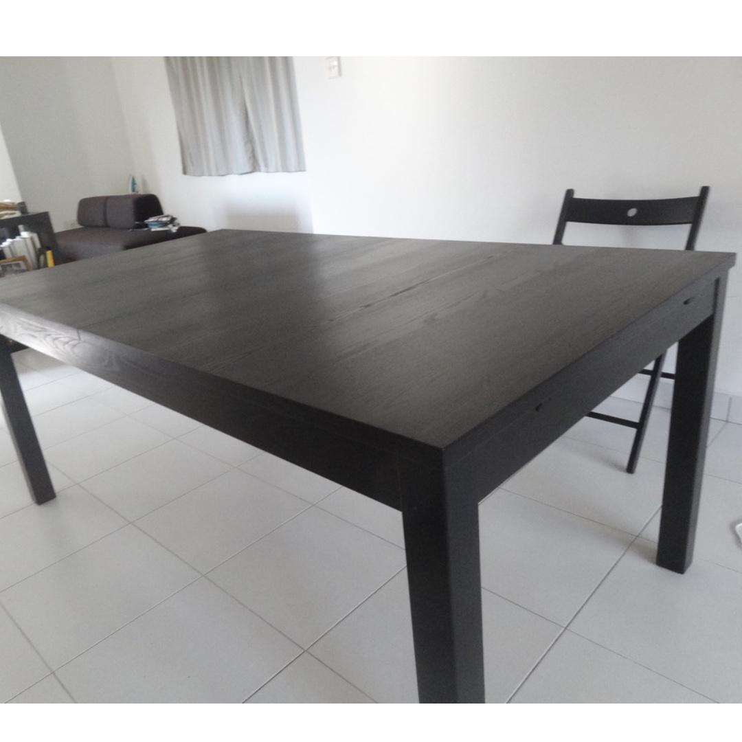 Ikea Bjursta Dining Table Extendable Brown Black Furniture Tables Chairs On Carousell