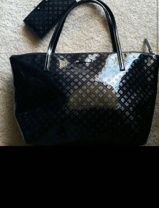 Kate spade black patent leather tote, Luxury, Bags & Wallets on Carousell