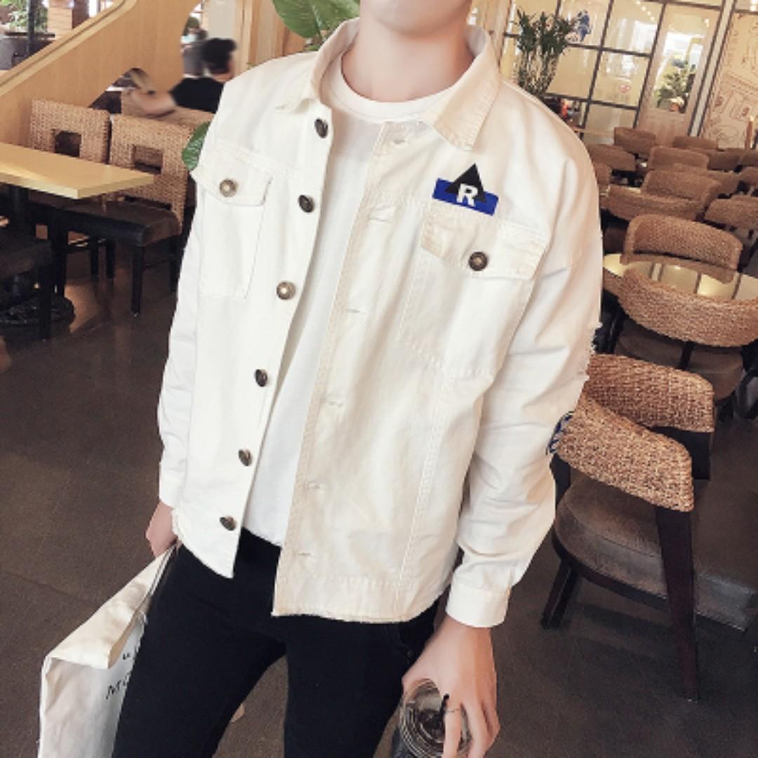 Men Korean Fashion Wild Style Casual Denim Tooling Men S Fashion Clothes Outerwear On Carousell