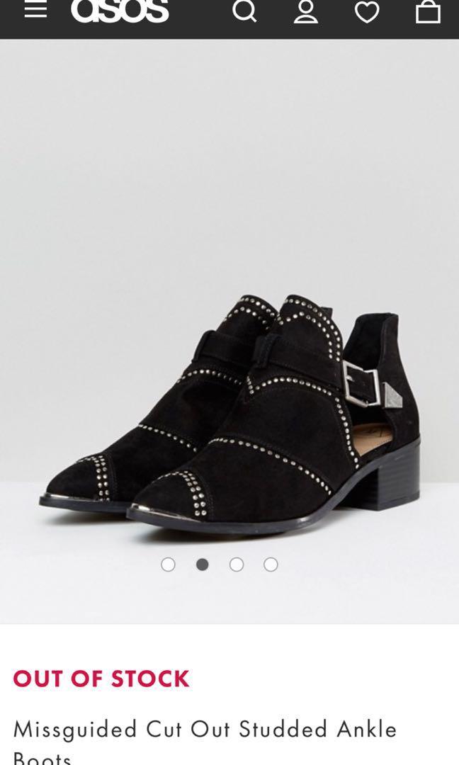 Missguided cut out studded ankle boots UK 3 Women s Fashion Footwear Boots on Carousell