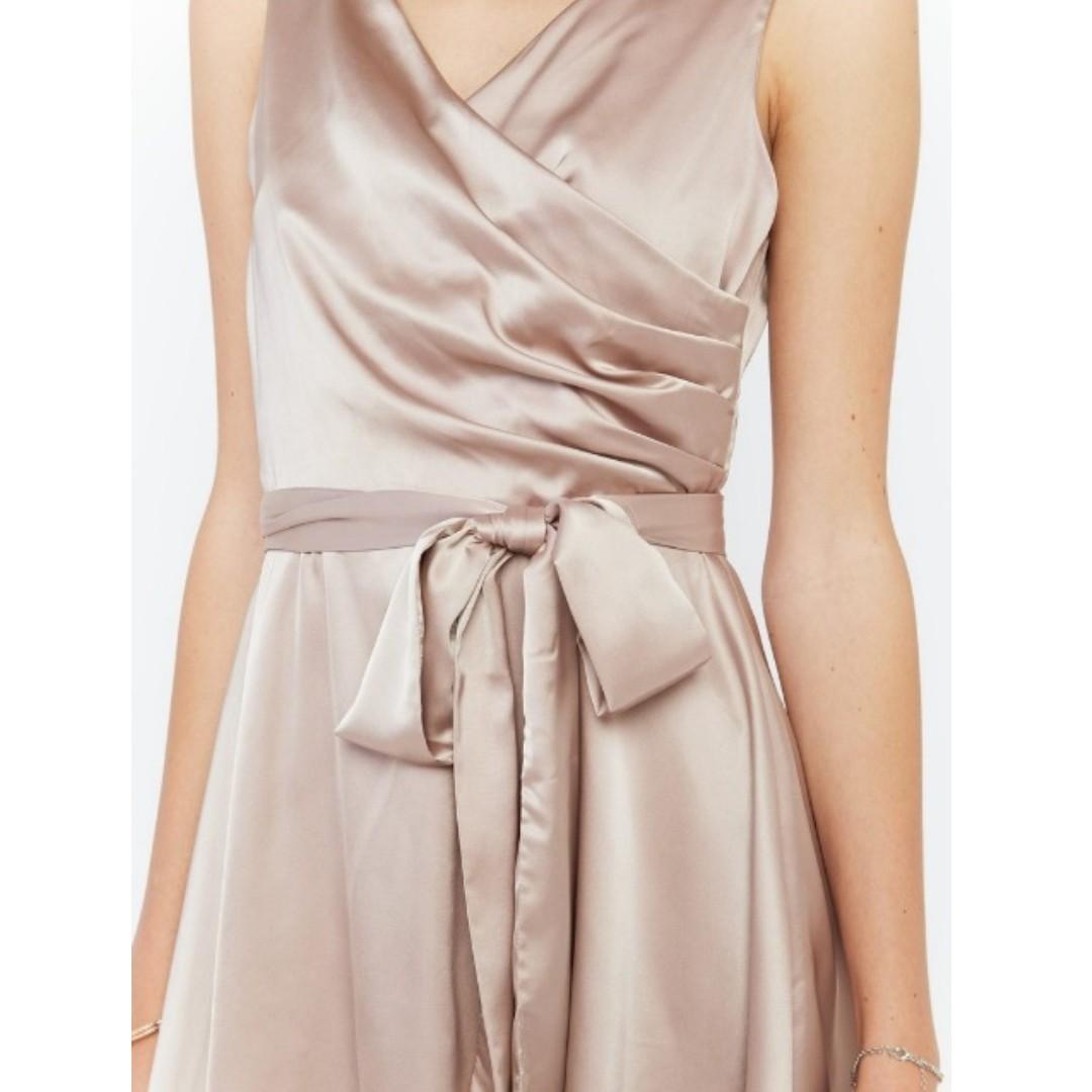 nude satin dress