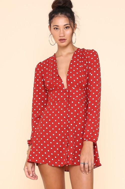 Red Polka Dot Mini Dress Women s Fashion Dresses Sets Dresses