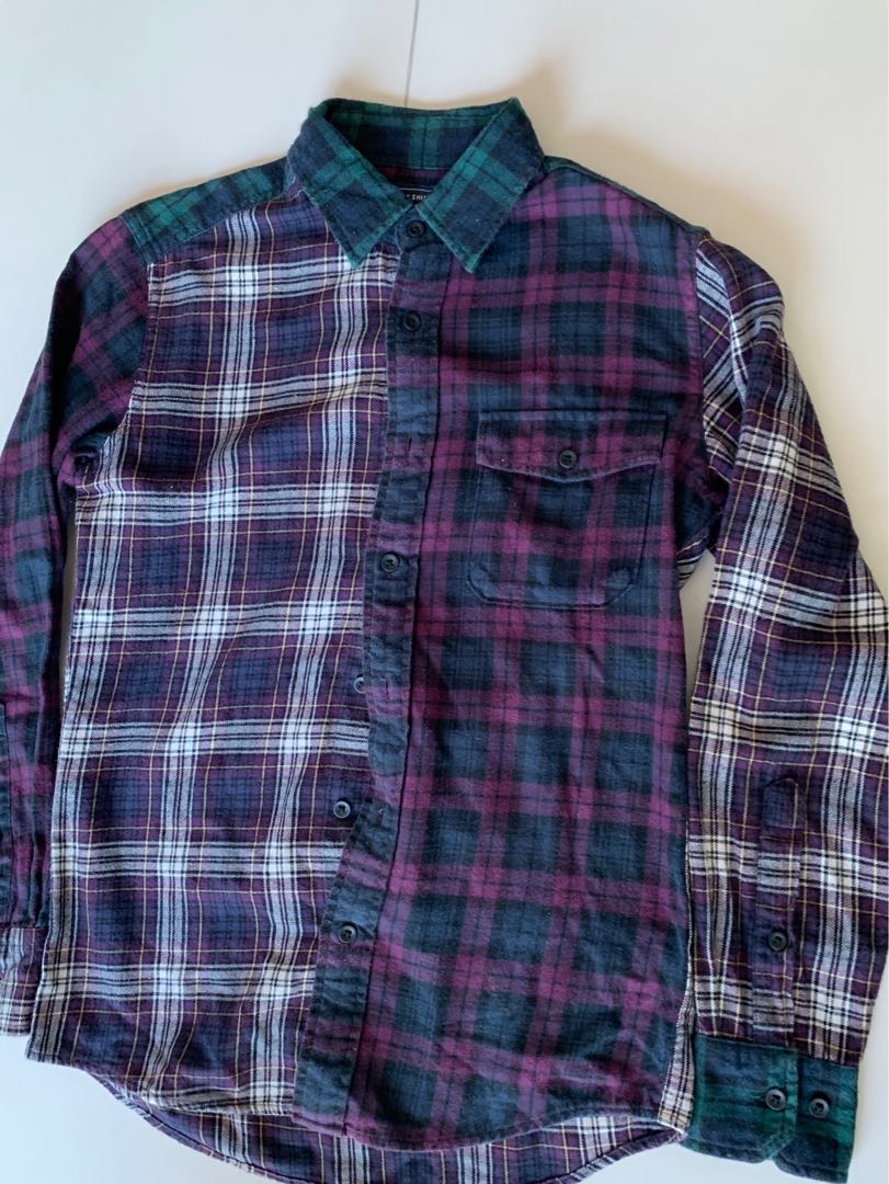 patchwork flannel hoodie