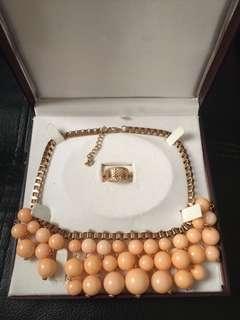 Rose gold Fashion necklace and ring