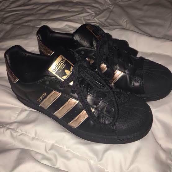 rose gold and black superstars