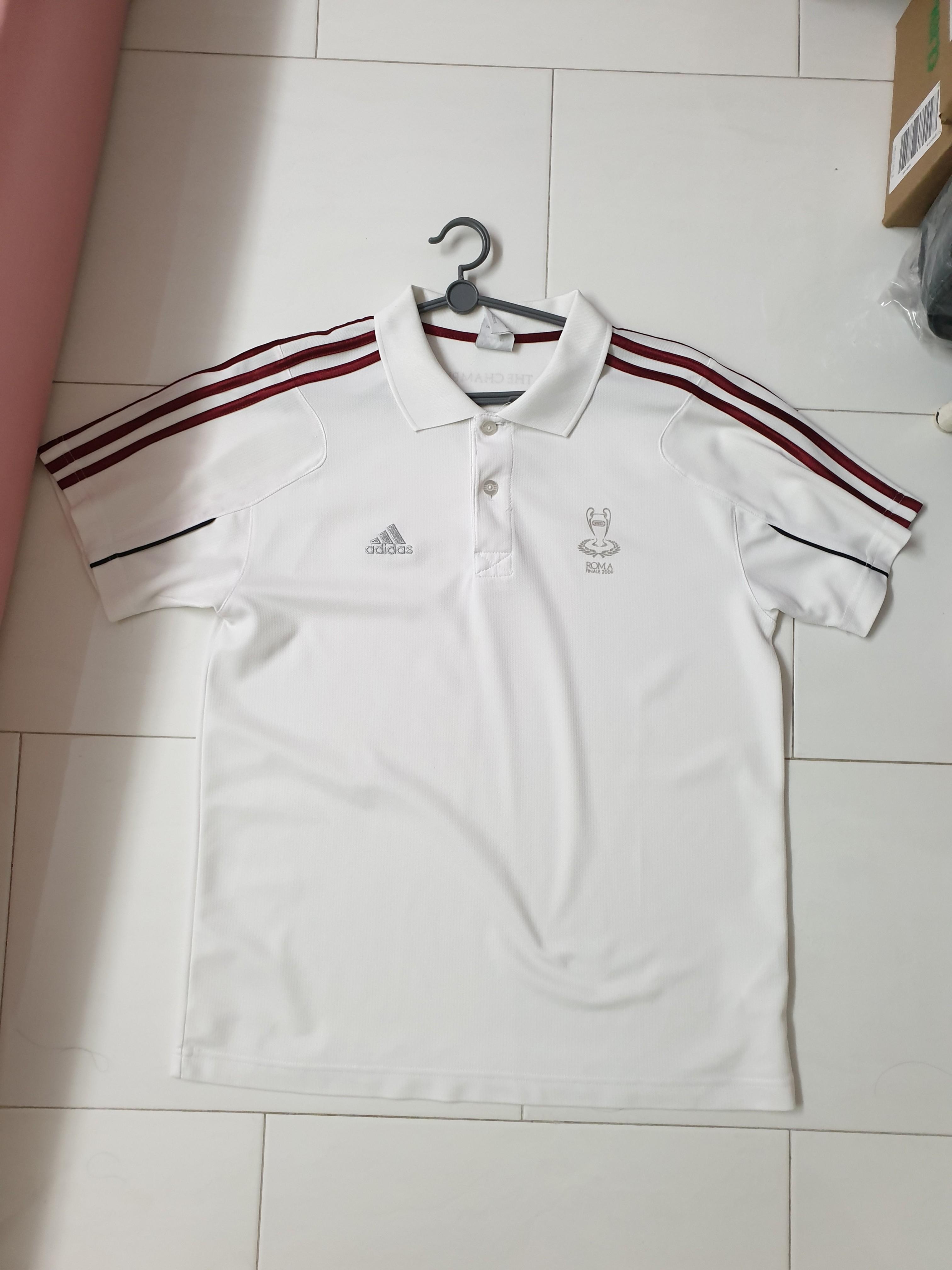Adidas white collar T shirt with maroon 