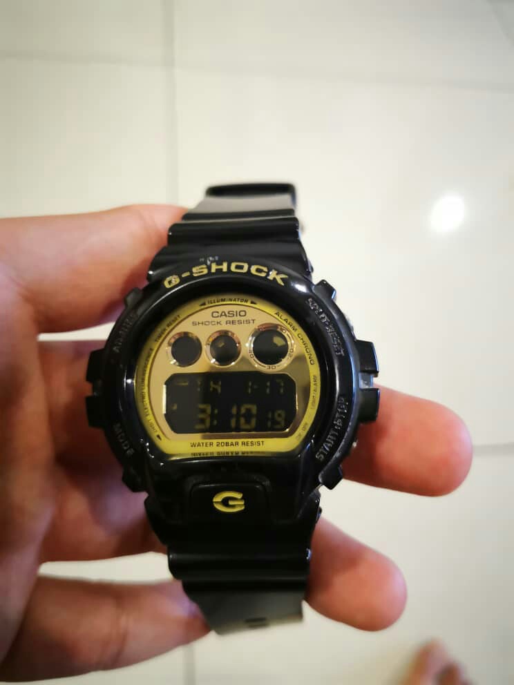 G shock dw 6900 black gold hot sale