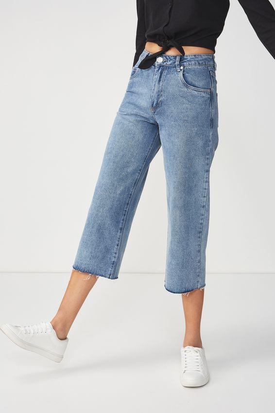mid rise wide leg cropped jeans