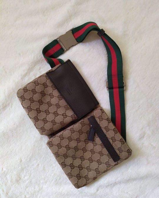 gucci waist bag monogram gg web strap beige