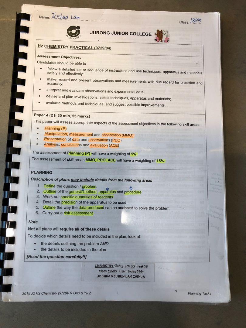 Practical Notes H2 Chemistry practical notes, Hobbies & Toys, Books & Magazines ...